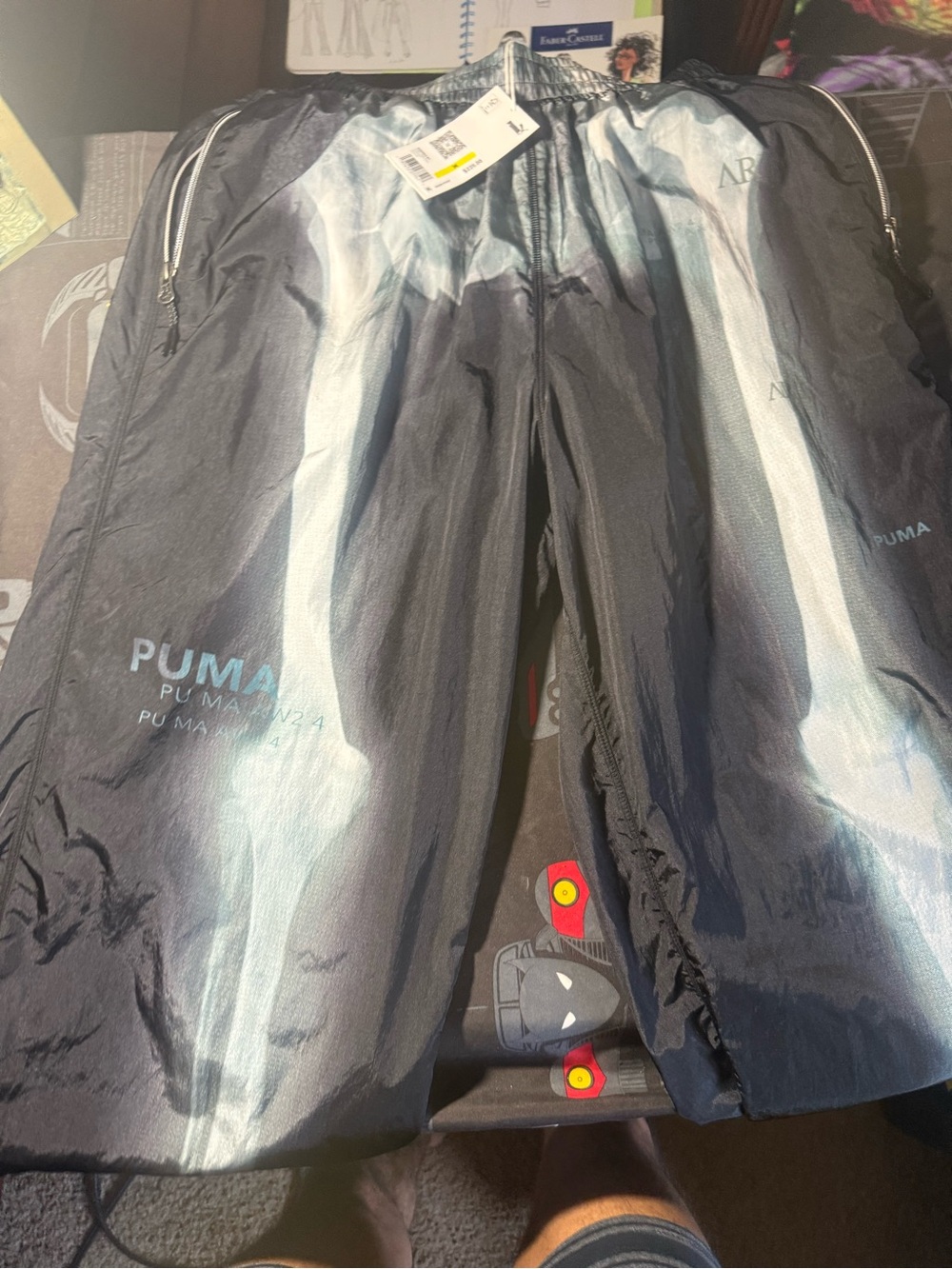 Puma Black Sweatpants with Light Blue Accents